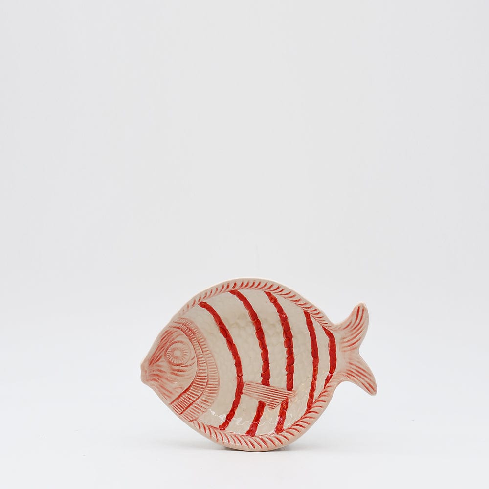 Fish-shaped Ceramic Soup Plate - Red 7.1''
