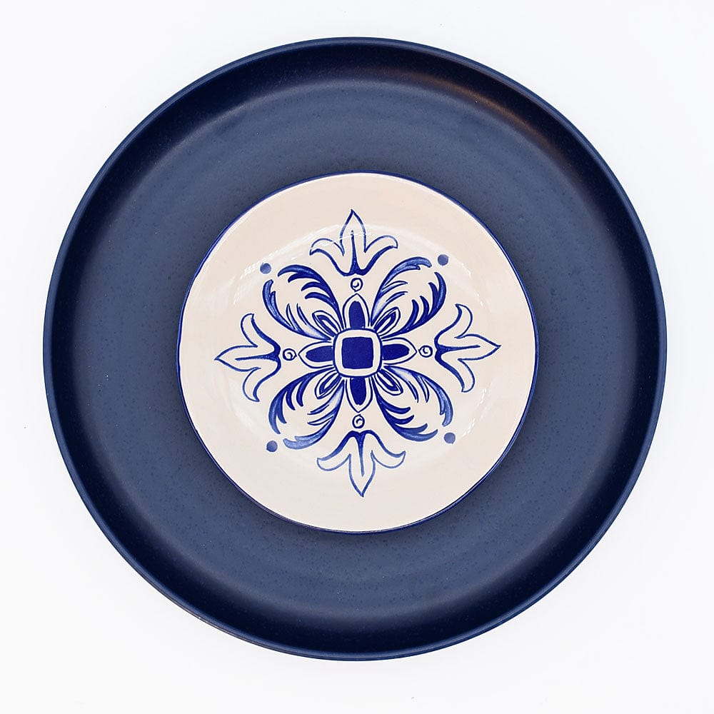 Floral I Ceramic Plate 5.9'' - Blue