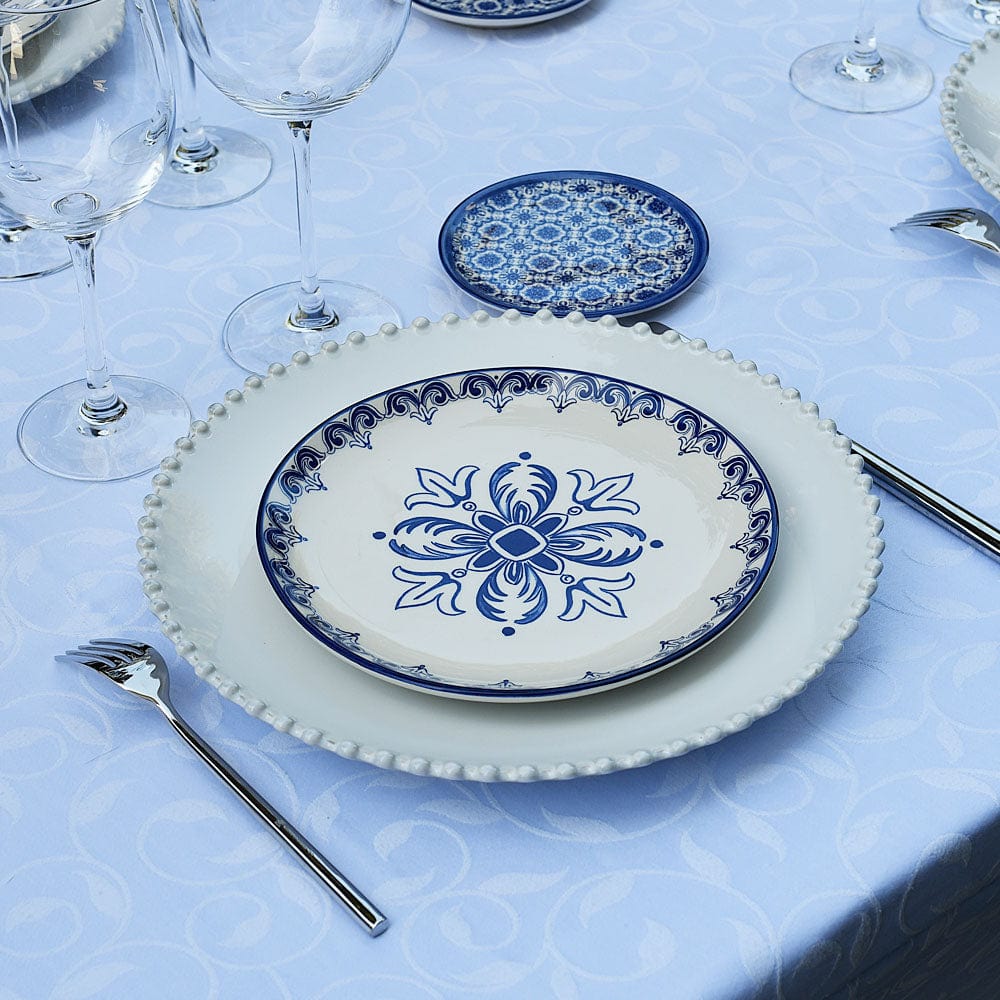 Floral I Ceramic Plate 7.9'' - Blue