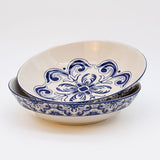 Floral I Ceramic Salad Bowl - Blue
