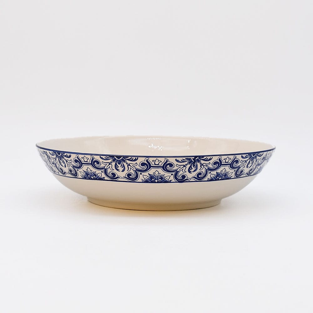 Floral I Ceramic Salad Bowl - Blue