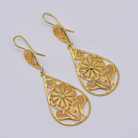 Gold-plated Silver Earrings 0.3 oz - 2.4"