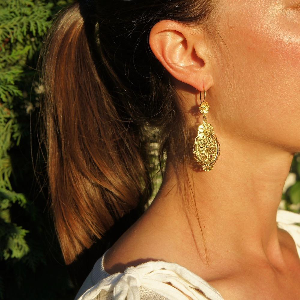 Gold plated Silver Filigree Earrings