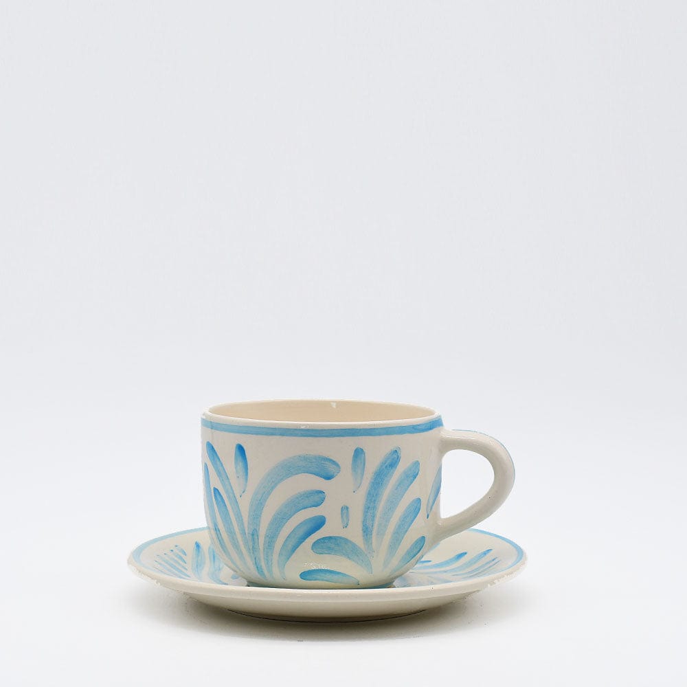 Grande tasse et sous-tasse en céramique "Andorinha" - Turquoise
