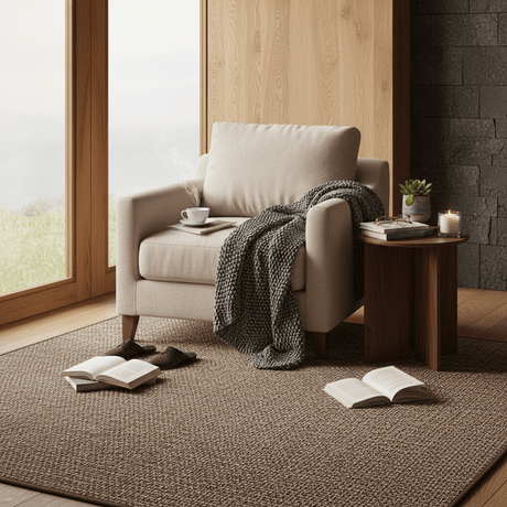 Handcrafted Mixed Fiber Rug – Brown