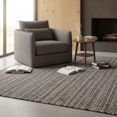 Handcrafted Mixed Fiber Rug – Grey