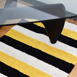 Handmade Striped Rug - Black, beige, yellow