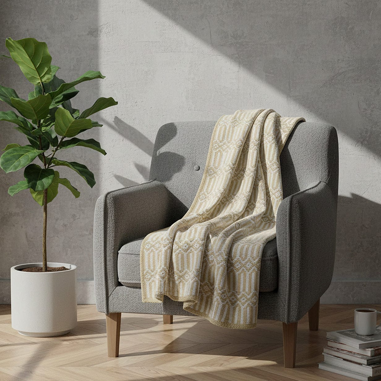 Hexa I Coton Blanket - Beige