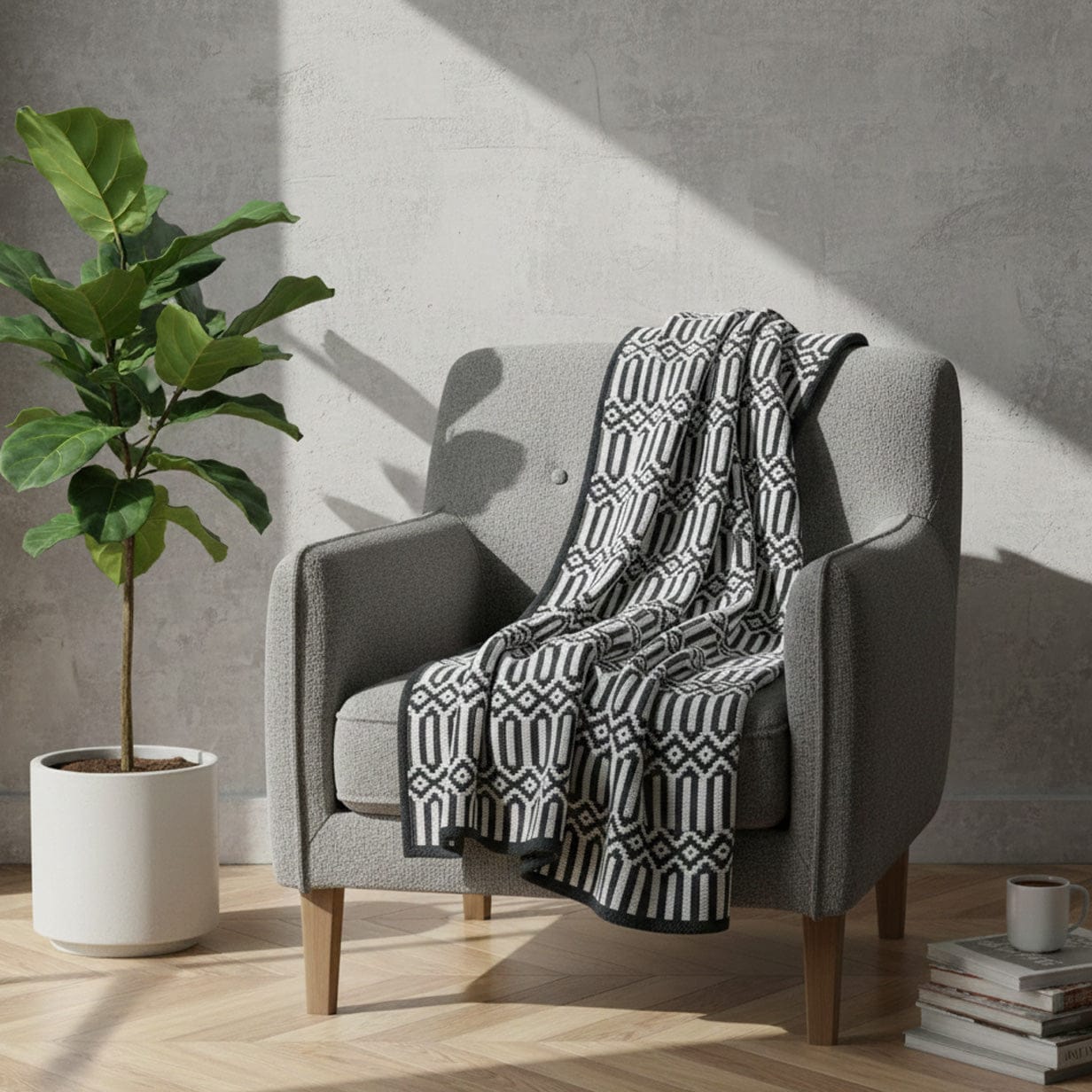 Hexa I Coton Blanket - Black