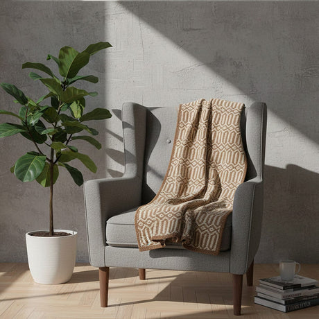 Hexa I Coton Blanket - Camel