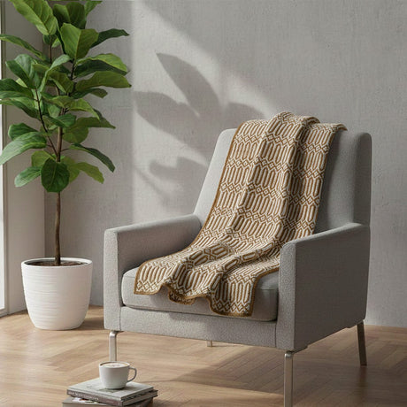 Hexa I Coton Blanket - Light Beige