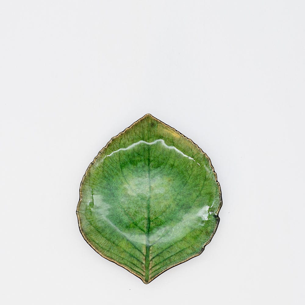 Hydrangea Leaf I Stoneware Small Plate - Light green