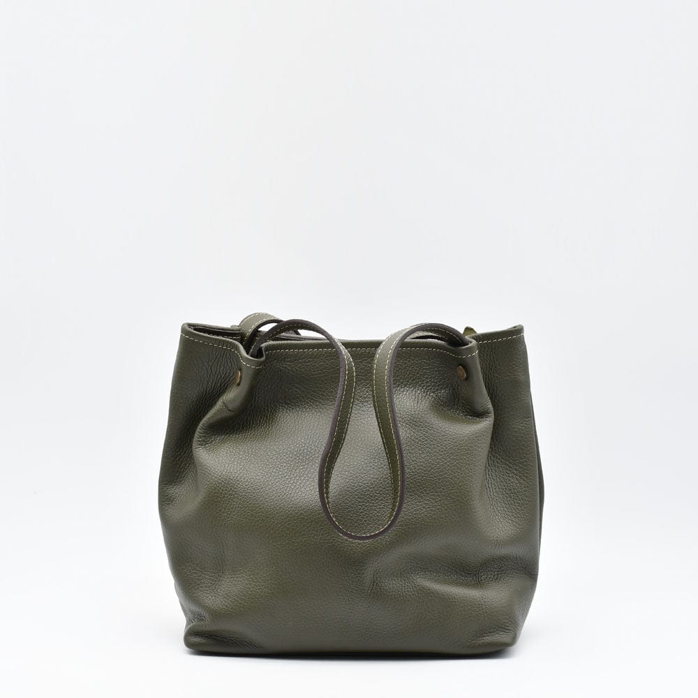 Leather Handbag - Olive Green