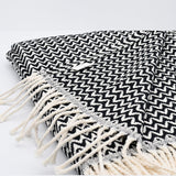 Ondas I Cotton Fringed Blanket - Black