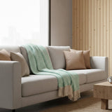 Ondas I Cotton Fringed Blanket - Green