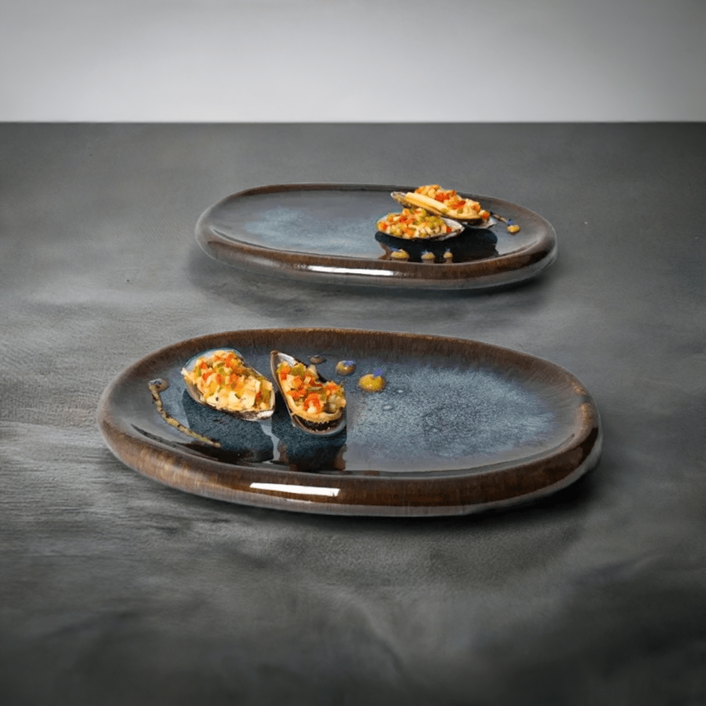 Onyx I Stoneware Serving Plater - Brown