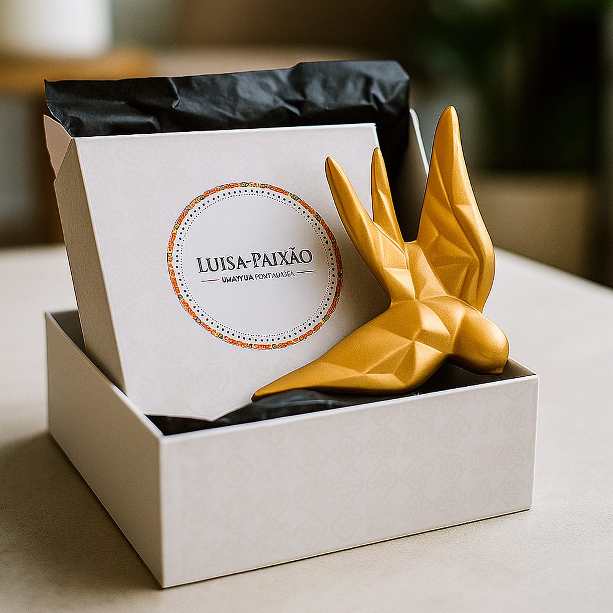 Origami Style I Ceramic Swallow Gift Set - Gold