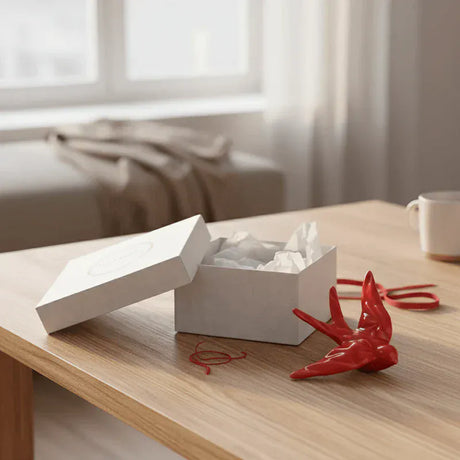 Origami Style I Ceramic Swallow Gift Set - Red