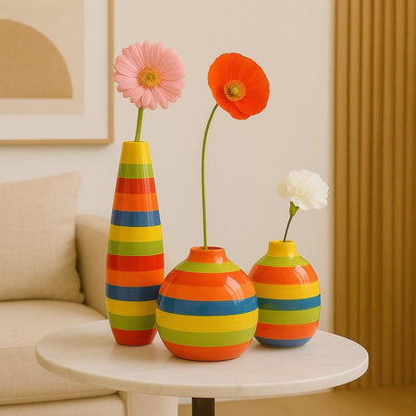 Oval Ceramic Vase - Multicolored