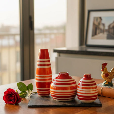 Oval Ceramic Vase - Red