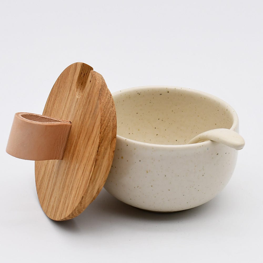 Pacifica I Stoneware Sugar Pot and Spoon - Sand