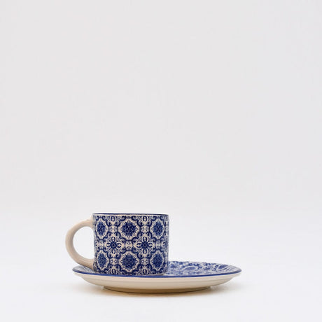 Padrão I Ceramic Cup and Saucer - Blue