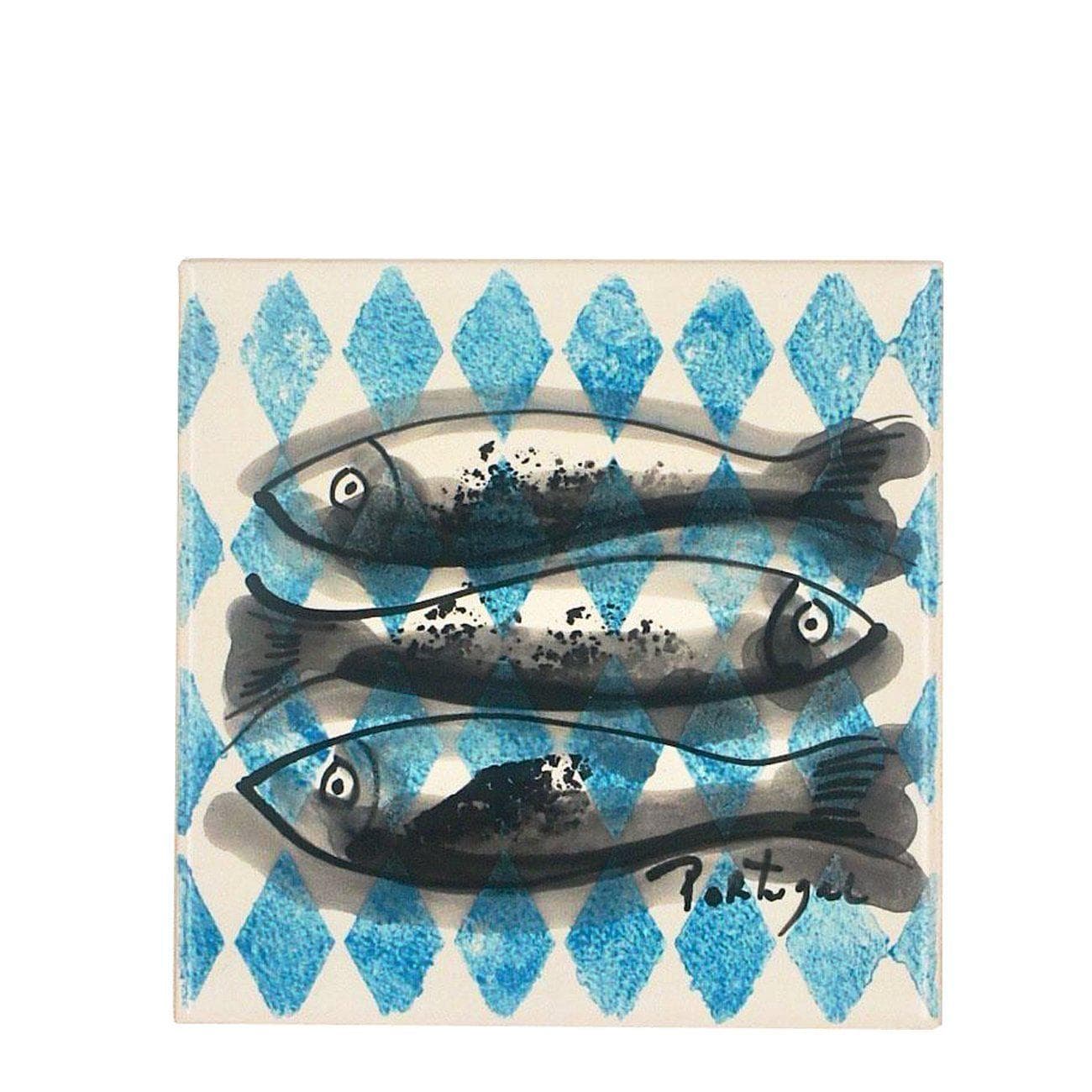 Pop Sardinha I Ceramic and Cork Trivet - 5.9" Turquoise