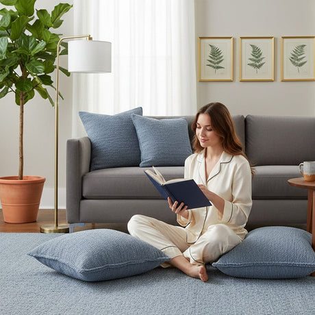 Portuguese Handmade Oversized Pillow Cover - Light Blue