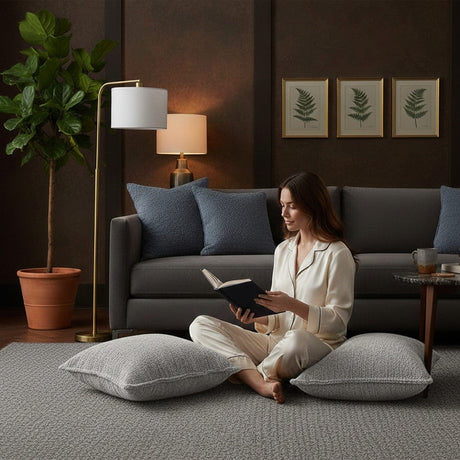 Portuguese Handmade Oversized Pillow Cover - Light Grey