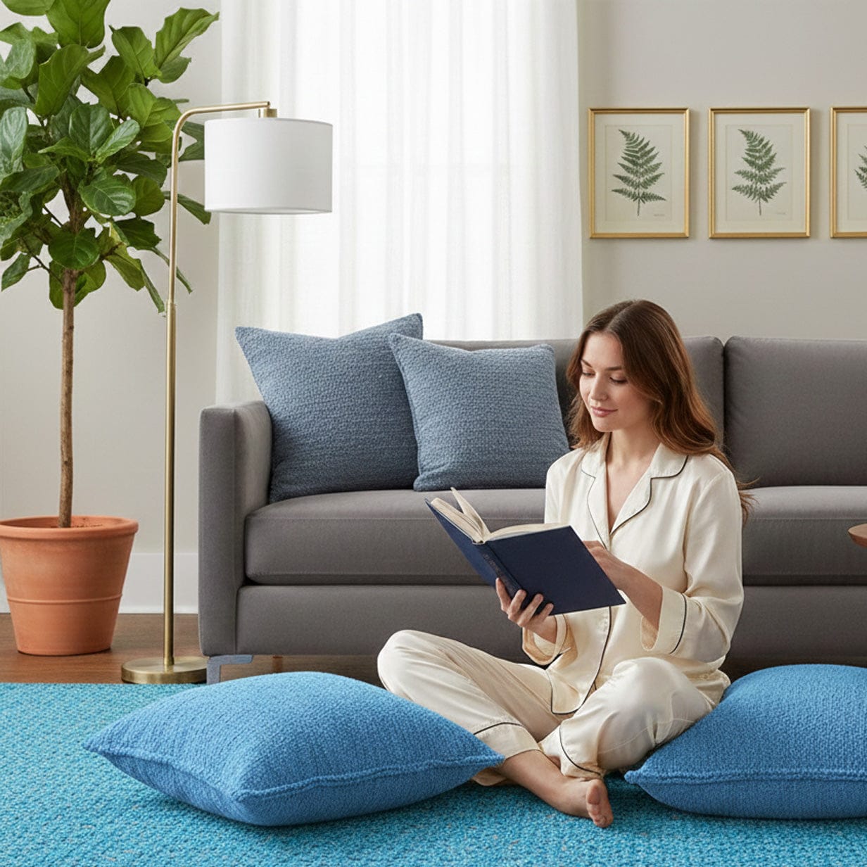 Portuguese Handmade Oversized Pillow Cover - Turquoise