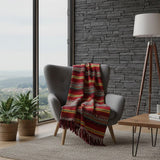 Portuguese Style fringed Blanket - Dark Red