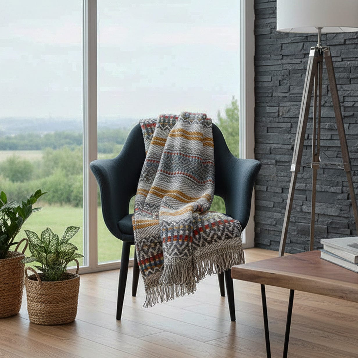 Portuguese Style fringed Blanket - Light Grey