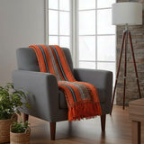 Portuguese Style fringed Blanket - Orange