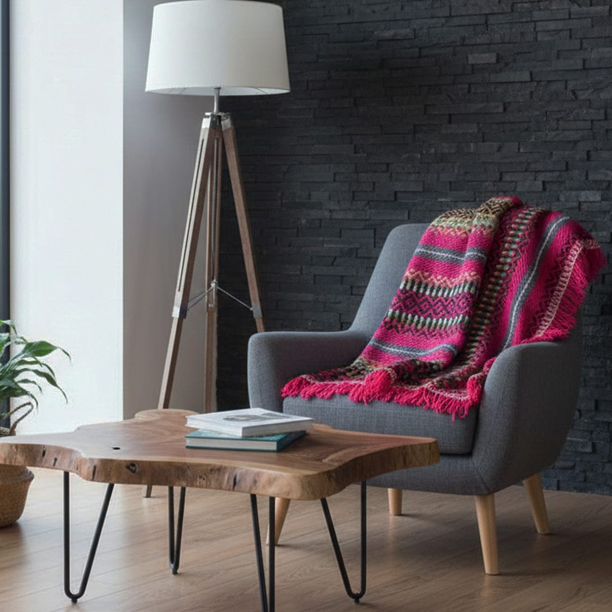 Portuguese Style fringed Blanket - Pink