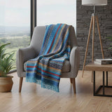 Portuguese Style fringed Blanket - Turquoise