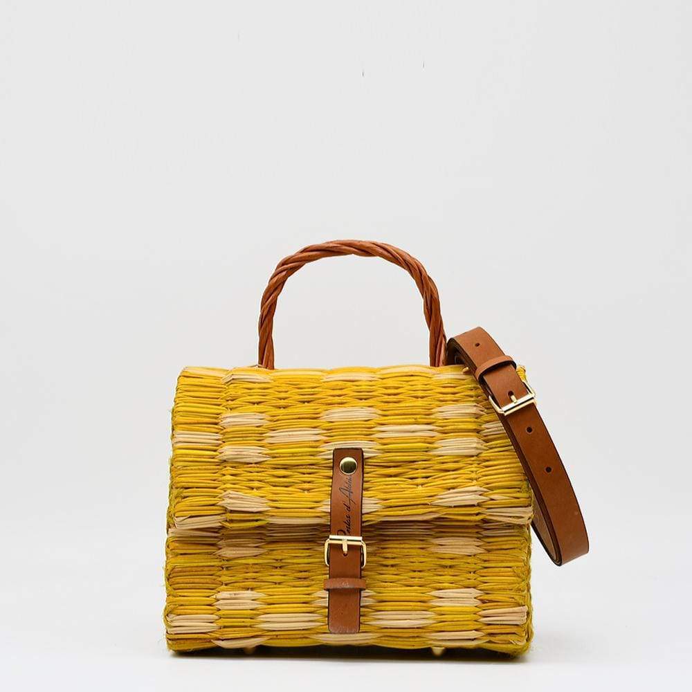 Reed Shopping Bag - 8.7'' - Yellow & Natural
