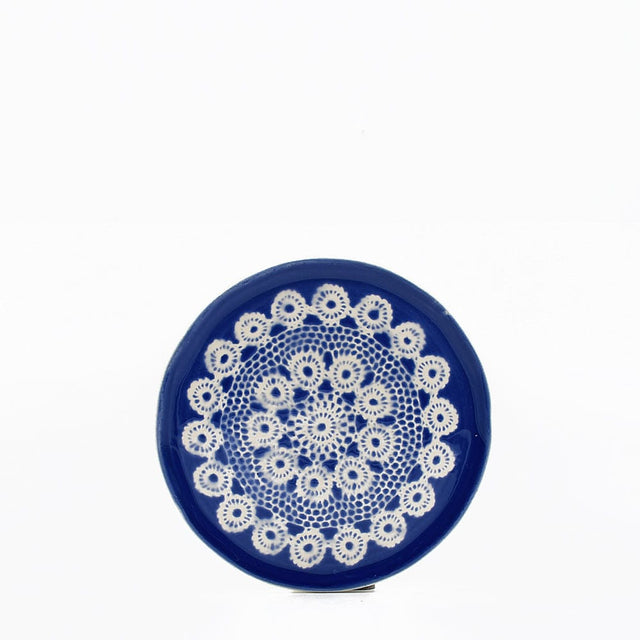 Renda I Handmade Ceramic Bread / Butter Plate - Blue Motif 1