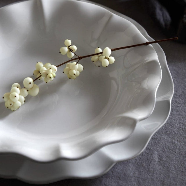 Rosa I Fine Stoneware Pasta Plate - White