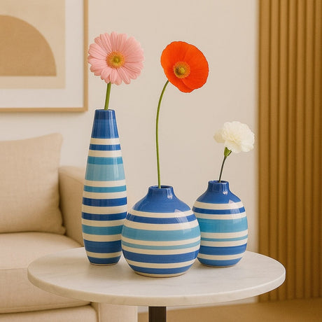 Round Ceramic Vase - Blue