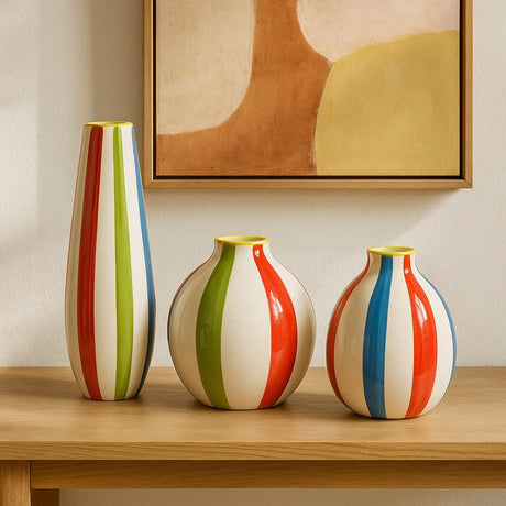 Round Ceramic Vase - Multicolored