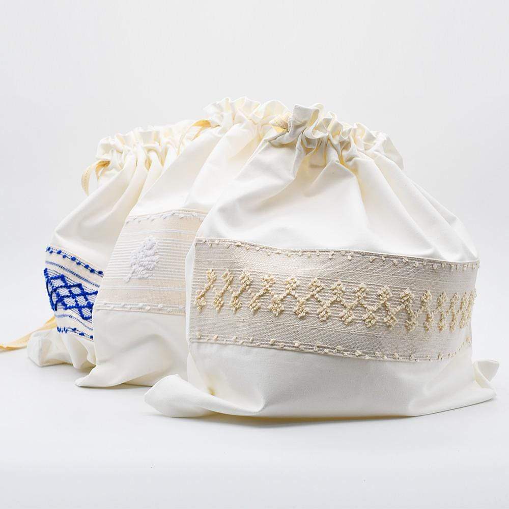 Sac à pain en lin brodé blanc
