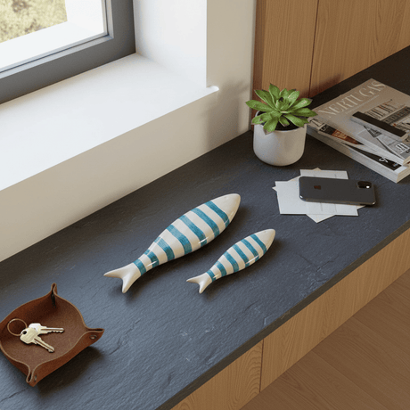 Sardine en céramique à poser - Turquoise