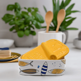 Sardinhas I Ceramic box - White & yellow