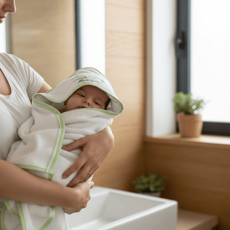 Sardinhas I Hooded Cotton Baby Bath Towel - Green