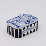 Sardinhas I Striped Ceramic Box - Blue