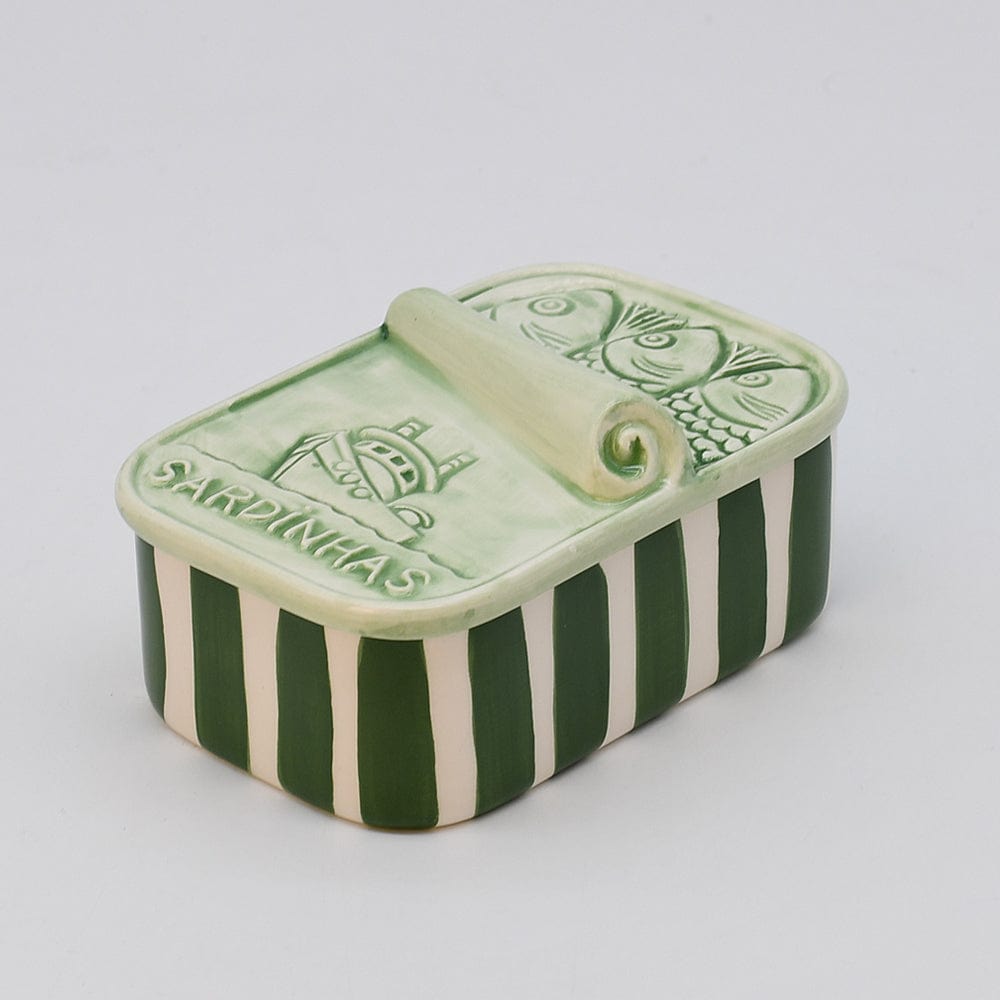 Sardinhas I Striped Ceramic Box - Green