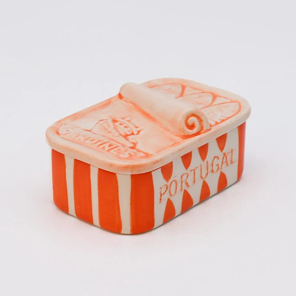Sardinhas I Striped Ceramic Box - Orange