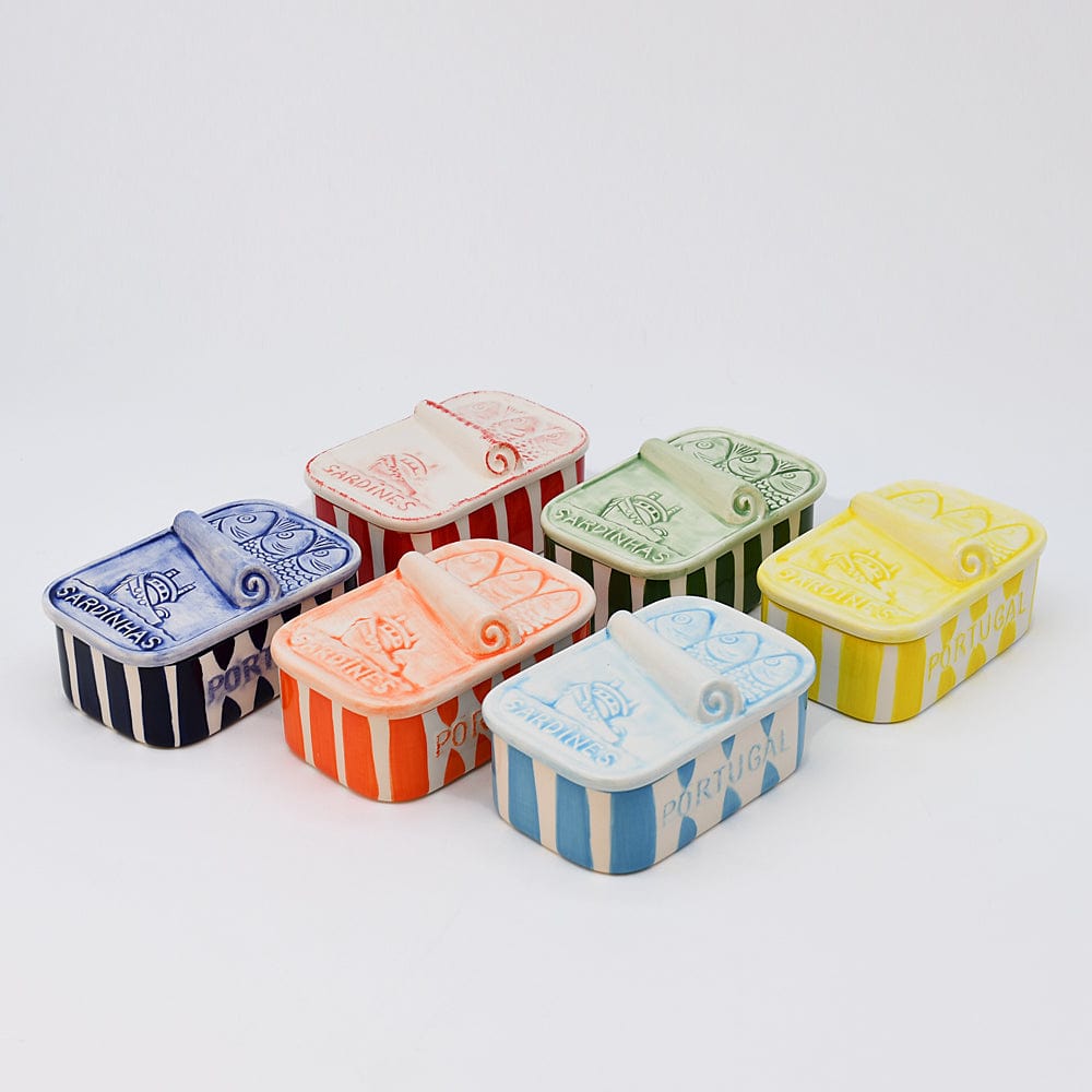 Sardinhas I Striped Ceramic Box - Red