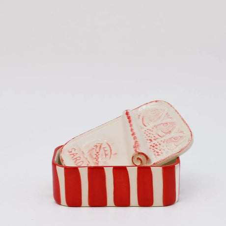 Sardinhas I Striped Ceramic Box - Red