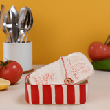 Sardinhas I Striped Ceramic Box - Red